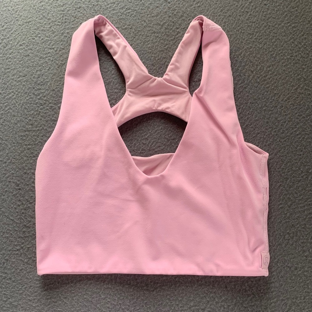 Lululemon Pink V Neck Racerback Pullover Sports Bra Keyhole Back Women's XXS/XS